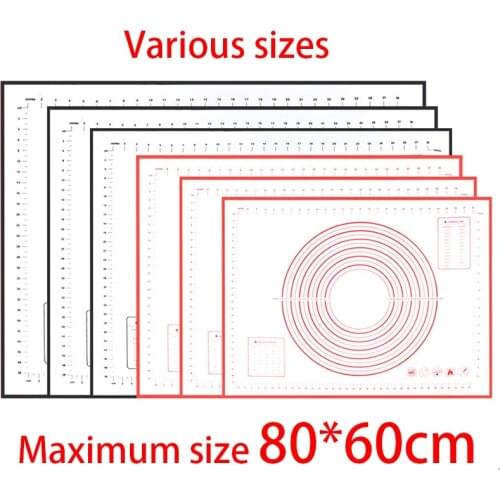 Oversize 80/70/60cm Silicone Baking Mat Pastry Rolling Kneading Pad Kitchen Crepes Pizza Dough Non-stick Pan Pastry Mat