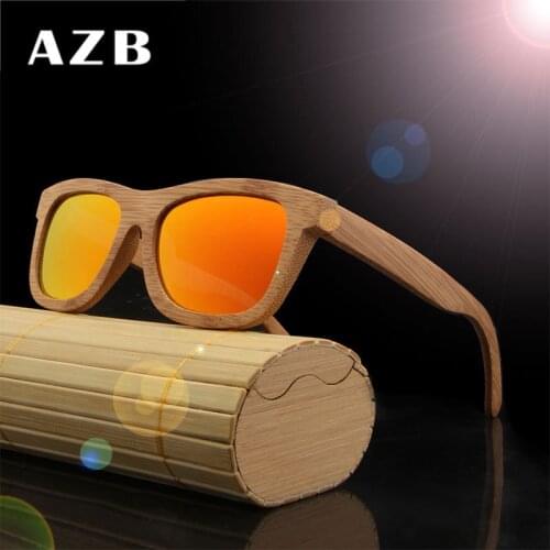 AZB Wood Sunglasses for Men & Women Vintage Design Polarized Lenses Sun Glasses Spectacles Wooden Frame Free Shipping