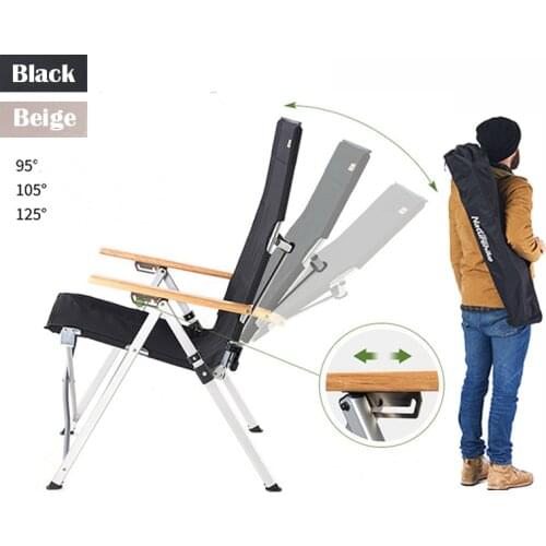 Outdoor Portable Folding Deck Chair Armchair Adjustable Long Back Chair Outdoor Camping Recliner Picnic Beach Relaxation Chair