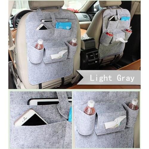 Universal Car Back Seat Storage Bag Box Child Anti-kick Pad Cups Holder Elastic Felt 6 Pockets Organizer Hanging Car Accessories