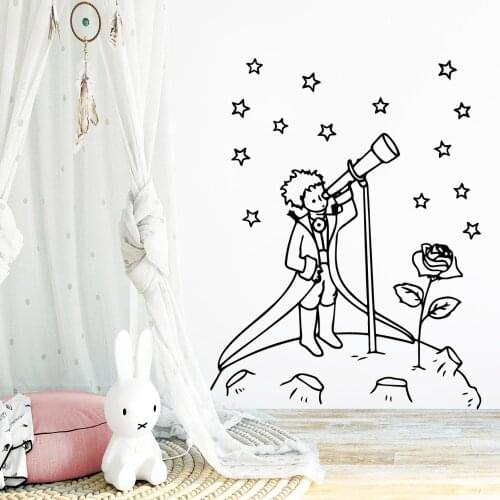 Cartoon Little Prince Art Vinyl Wall Stickers For Kids Room Decorative Wallpaper Princes Sticker Mural For Baby Wall Decor Decal