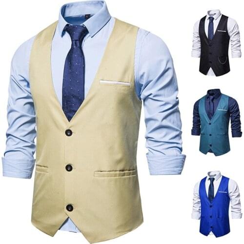 Autumn and Winter European and American New Fashion Mens Wild Casual Gentleman Retro Solid Color Vest Vest