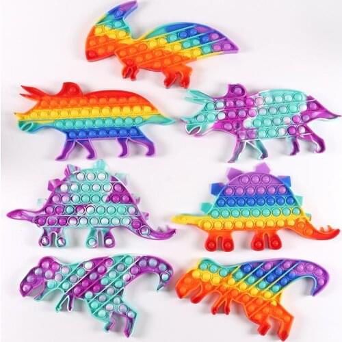 30pcs/lot Big size 30x15cm pop Dinosaurs Rainbow Funny Fidget Toy Antistress Toys For Adult Children Push Bubble Fidge