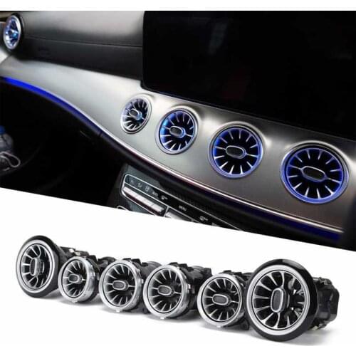 6pcs 64 Color Car Front LED Turbine Air Vent Ambient Light Kit Replacement for Mercedes-Benz E-Class W213 C238 2017-2021