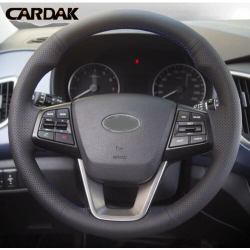 CARDAK Car accessories Black Artificial leather Car Steering wheels cover For Hyundai Creta 2015 2016 2017