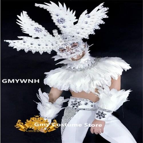 BC75 Men ballroom dancer led costumes stage wears bodysuit luminous dress clothe mask performance glowing disco outfit party bar