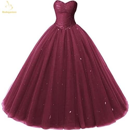 Bealegantom Quinceanera Dresses 2021 Ball Gown Sweetheart Beaded Lace Up Sweet 16 Dress Debutante Vestidos De 15 Anos QA1594