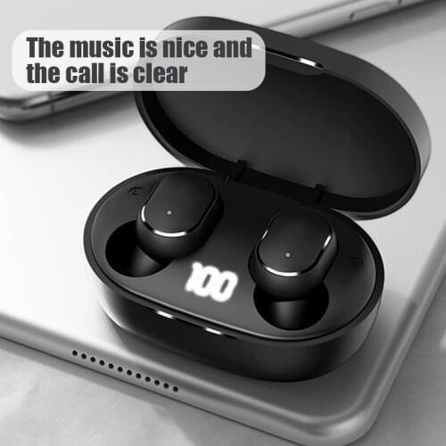 New E6s Smart Digital Display Bluetooth Headset Wireless Mini HIFI Headset Stereo in-Ear Noise Cancelling Headset