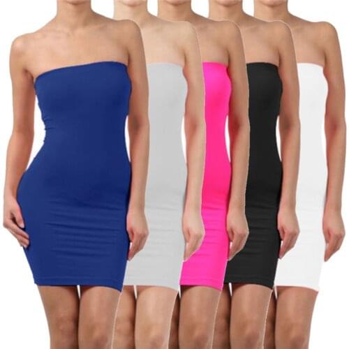 One piece Elastic Tight Body-con Basic Dresses Sexy open Back Sleeveless Slim Tanks Vest ladies Solid Party Dress for summer Hot