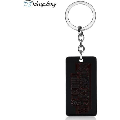 Dongsheng Horror TV Series Stranger Things Logo Keychains Metal Dog Tag Pendant Car Key Chain For Men Jewelry Cool Gift