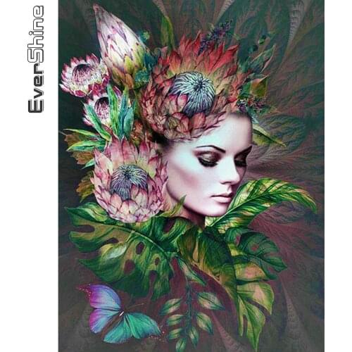 Evershine 5D Diamond Embroidery Woman Sale New Arrival Diamond Painting Flower Cross Stitch Portrait Mosaic Art Wall Decoration