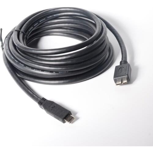 USB C to Micro USB 3.0 Cable 5m (USB C to USB Micro B 3.0, Micro USB 3.0 to USB-C) in Black (16.4 Feet, 5 Meters)