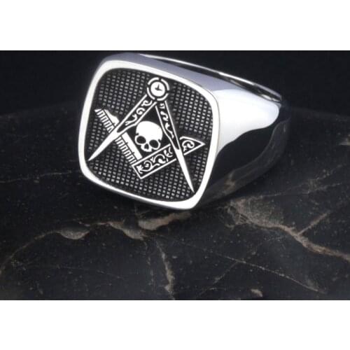 Mason Widow`s Son Skull and Bones Freemason Masonic Sterling Silver Ring
