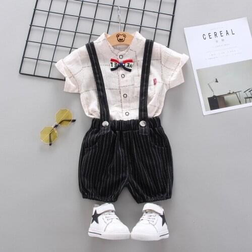 Boys summer clothing set Boy Clothing Sets Infants Newborn Boy Clothes Shorts Sleeve Tops Overalls 2Pcs Outfits