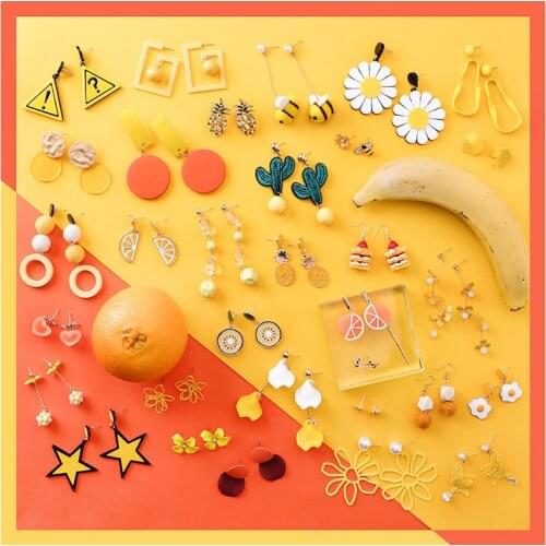 Sweet and fresh summer earrings girl heart orange orange earrings long temperament eardrop female