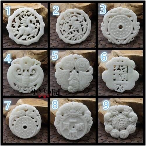 Natural White Jade Carved Lucky Horse Animal Pendant Chinese Necklace Charm Jewellery Fashion Amulet Luck Gifts Man Women
