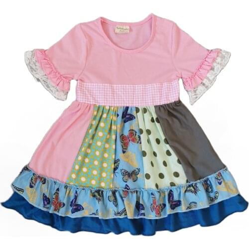 2019 NEW 2-6T Spring and Summer Classics design ruffles 3/4 sleeves dots Baby Girls Dress kidss birthday present