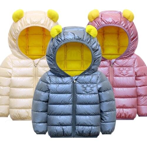 2020 Autumn Winter Hooded Kids Warm Jackets For Girls Candy Color Kids Down Coats For Boys 2-7Y Outerwear Children Clothes