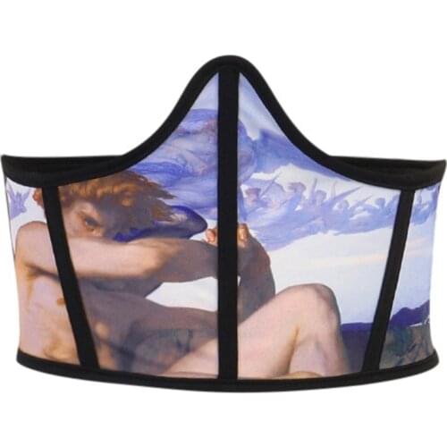 Punk Corset Oil Painting Goth High Waist Corsets Harajuku Vintage high Waist Shaper Women Corsets Oil Painting Bustiers