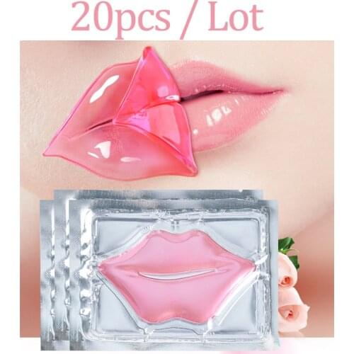 Collagen Crystal Pink 24K Gold Lip Mask Patches Organic Lip Care Hydrating Plumper Repair Lines Anti Wrinkle Lipmask