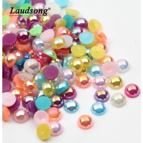 200/100PCS 6/8MM Mixed Color Acrylic Imitation Pearl Semi-circle Beads For DIY Handicraft Jewelry Decoration Making Accessorie