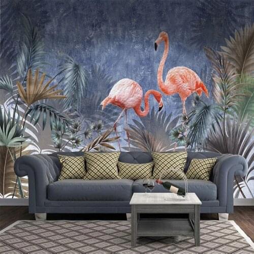Custom 3D Wallpaper Hand Painted Plants Leaves Flowers And Birds Photo Wall Mural Nordic Living Room TV Background Wall 3D Mural
