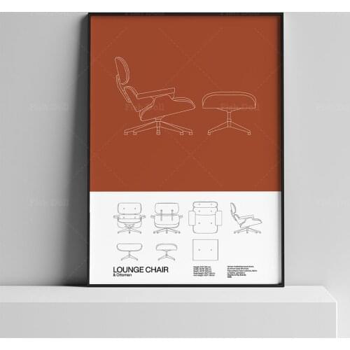 Eames Lounge Chair Poster Mid Century Poster Art Print - Minimal Design - Charles and Ray Eames Canvas painting Home Decor