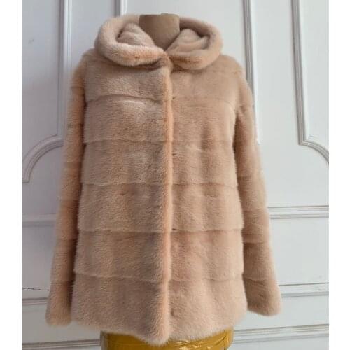 Full Pelt Mink Fur Coats For Women Fashion Tops With Natural Mink Fur Real Fur Overcoats With Hood Winter Jackets for Women