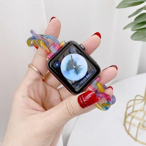 Resin strap For Apple Watch 44mm band iwatch 42mm Series 6 5 4 3 2 1 Wrist watch Accessories loop 38mm bracelet Replacement 40mm