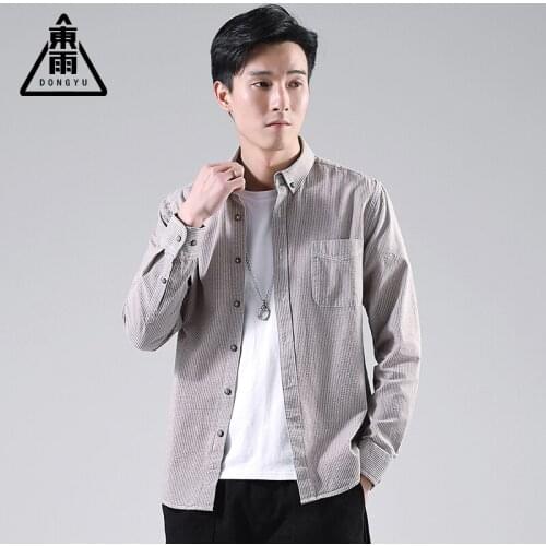 Spring Summer New Mens Casual Long Sleeved Shirt Classic Striped Lapel Slim-fit Shirt 100% Cotton Mens Clothes Jacket Coat