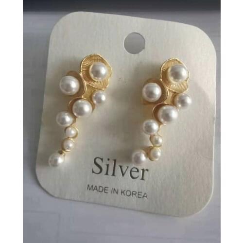 Sterling silver gold-plated natural pearl earrings