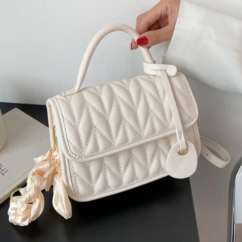 Diamond Small Square Bag Portable Texture Female Bag 2021 New Bow Knot Single Shoulder Messenger Korean Fashion Underarm Bag