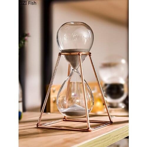 Timer 30 Minutes Modern Art Ornament Glass Hourglass Creative Office Living Room Desktop Home Decoration Metal
