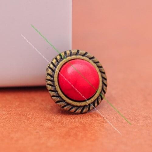 20pc 13mm Vintage Brass Real Red Turquoise Stone Beads Rivet Stud Fasteners Concho Rivetback For Leathercraft Belt Shoes Decor