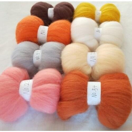 WFPFBEC felt wool roving merino wool felt kit needle for feling wool fibre for felting 80g 10g/color total 8 colors