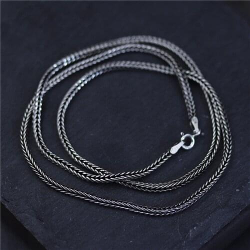 C&R Real 925 Sterling Silver Necklace for Woven men link Chain Sweater Chain necklace Clavicle Thai Silver Fine Jewelry