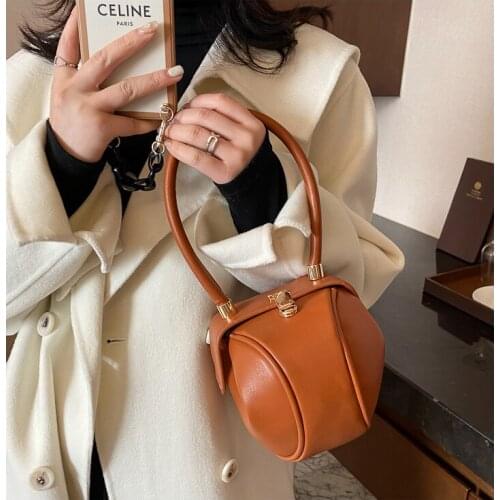 2021 Luxury Designer Top-Handle Bags Women Small Round Design Leather Hand Bag For Women Handbag Bowling Bag Purse Clutches