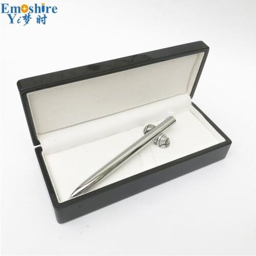 Gift Ballpoint Pen Roller Ball Pen With Wooden Pencil Case Luxury Pencil Box Metal Ballpoint Pen Silver Roller Ball Pen P625
