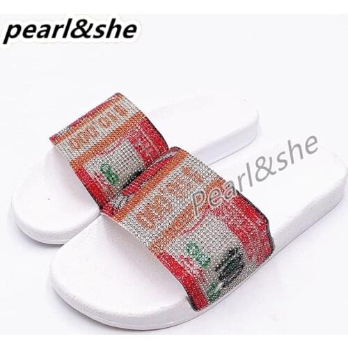 Women’s Fashion Sandals Ladies Colorful Diamond Dollar Shoes Female Slippers Girls Rhinestone Flip Flops Bling Dollar shoes