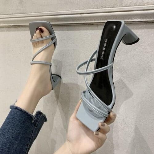 Slippers Women Summer 2021 Korean Version New Square-toe Flat-heel Candy Color Fashion Outer Wear Sandals Slippers