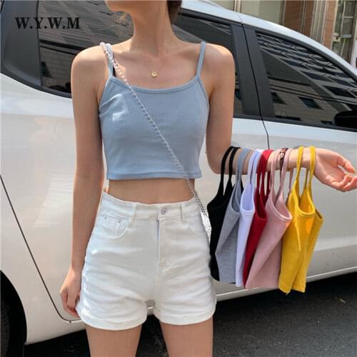 WYWM Knitted Basic Sexy Vest Women Casual Tight Sleeveless U-neck Lady T Shirts Summer Solid Color Camisole Female Crop Tops