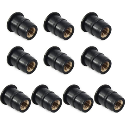 10PCS 5mm M5 Rubber Nuts Motorcycle Windshield Vibration Damper Panel Mounting Fastener Accessories For Moto ATV