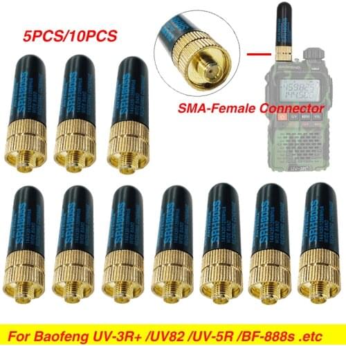 10PCS SMA-F Female Antenna 10W High Gain SRH805S Dual Band UHF VHF for Baofeng UV-5R BF-888S uv-82 UV-5RA UV5R UV-3R Ham Radio
