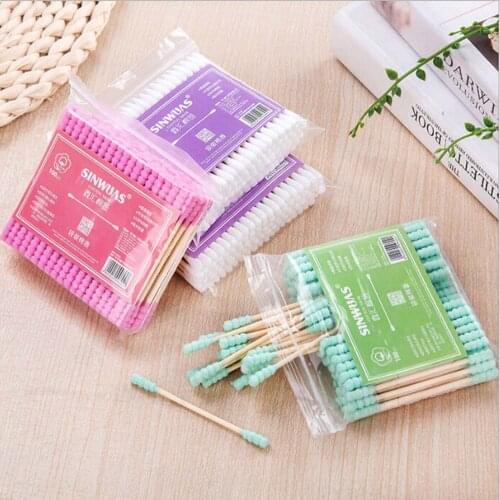 100 Pcs/Pack Double Head Cotton Swab Disposable Makeup Eyelashes Brushes For Nose Ears Cleaning Health Care Tools