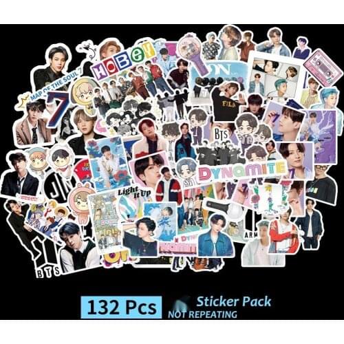 132 Pcs Korean Kpop Star Bangtan Boys Waterproof Graffiti Stickers for Luggage Laptop Fridge Car DIY Idols Decals Fans Toys