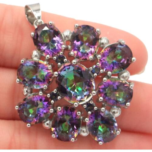 36x25mm SheCrown Star Shape Silver Pendant for Women Delicate Fine Cut Created Red Blood Ruby Tanzanite Hot Selling