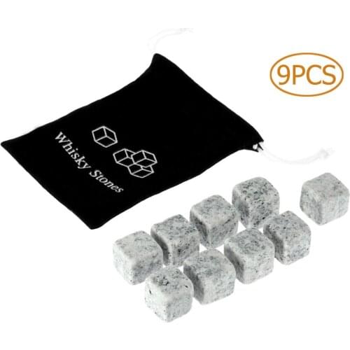 9pcs Set Natural Whiskey Stones Sipping Ice Cube Bear Wine Coolers Chillers Stone Rock Cooler Wedding Christmas Bar Party