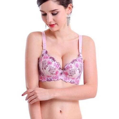 Push Up Bra Floral Embroidery Adjustable Bralette Sexy Super Garthered Lingerie Plus Size Floral Lift Up Bras Underwear