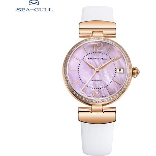 Seagull watch ladies automatic mechanical watch fashion diamond watch calendar belt waterproof watch D713.633L