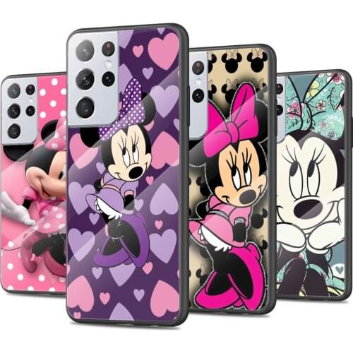 Disney Minnie Mouse Tempered Glass Cover For Samsung Galaxy S21 Plus Ultra M21 M31 M51 A52 A72 Phone Case Coque